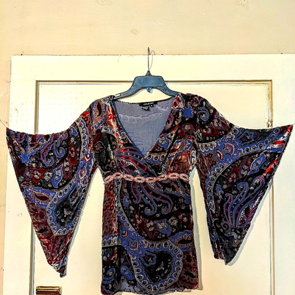 Burnout Velvet Blouse Festival Boho Hippie Party